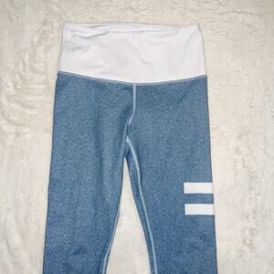 Zyia Active Blue White Colorblock Workout Leggings Size 8